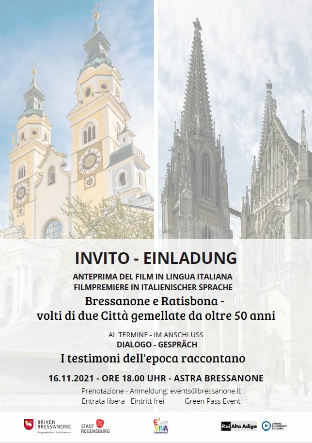 EINLADUNG zur Filmpremiere im Astra: italienischen Version von „Regensburg und Brixen – Gesichter zweier Partnerstädte“